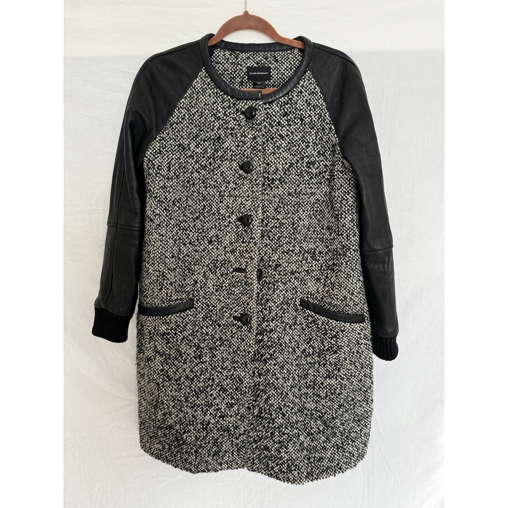 Club Monaco Black and Gray Leather Jacket
